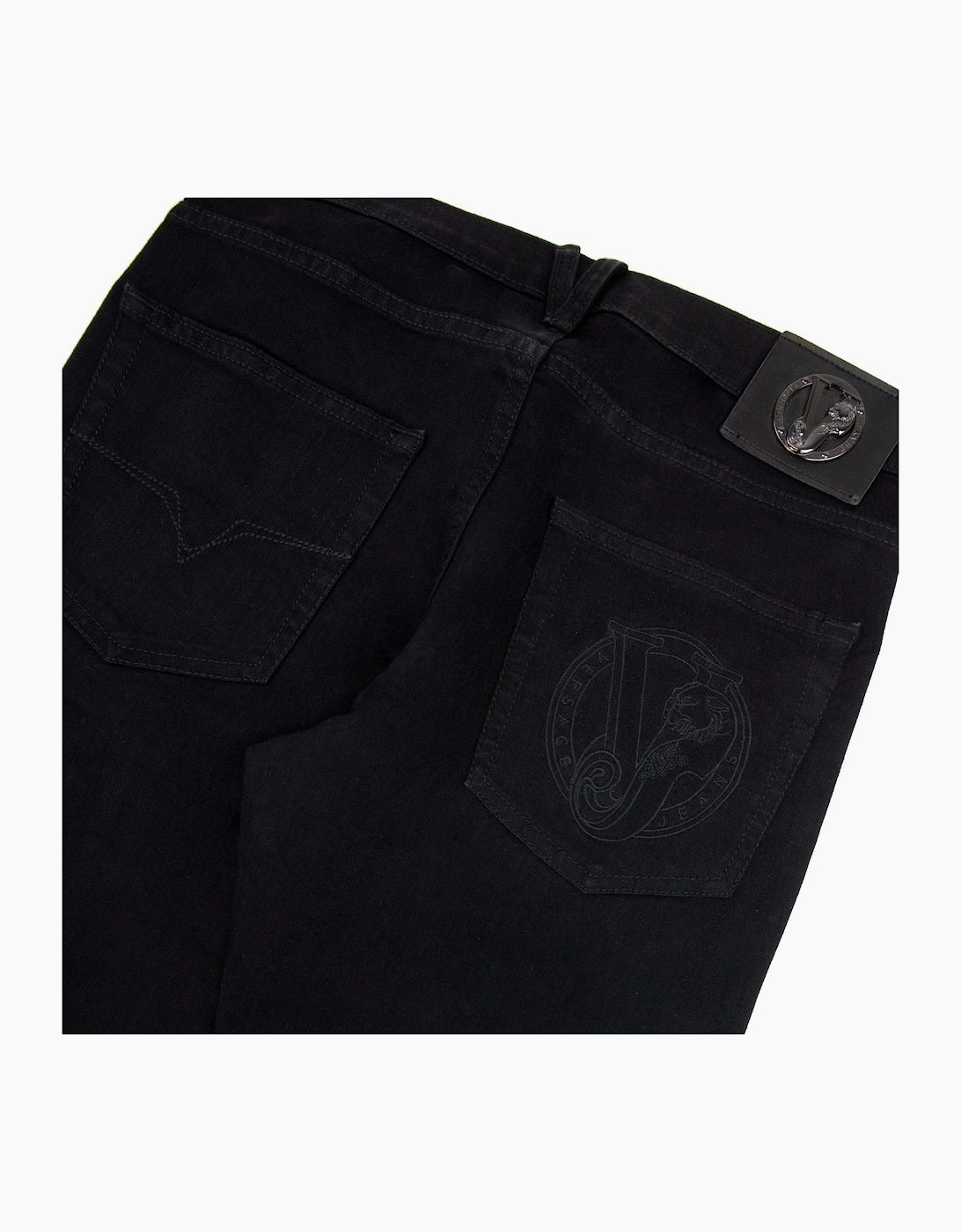 Versace Jeans Slim Fit Round Logo Jean Black