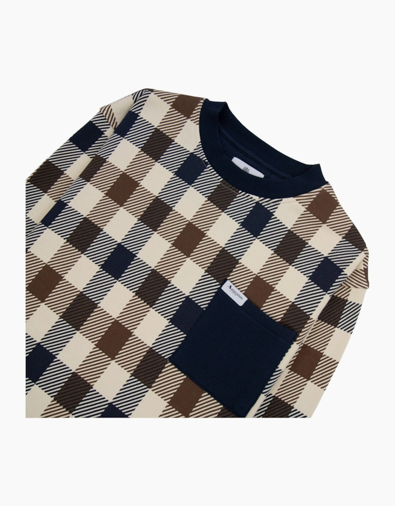 Aquascutum Iconic Pocket Fleece Sweatshirt Macro Club Check 30