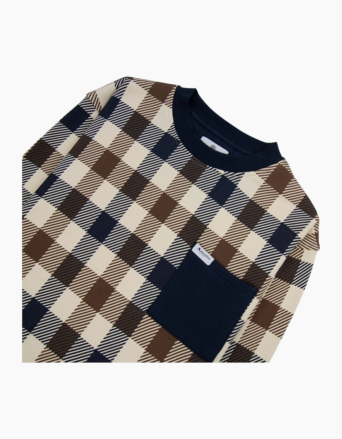 Aquascutum Iconic Pocket Fleece Sweatshirt Macro Club Check 30