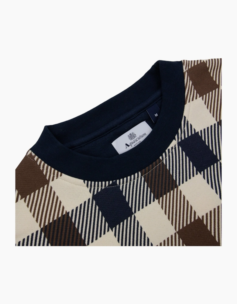 Aquascutum Iconic Pocket Fleece Sweatshirt Macro Club Check 30