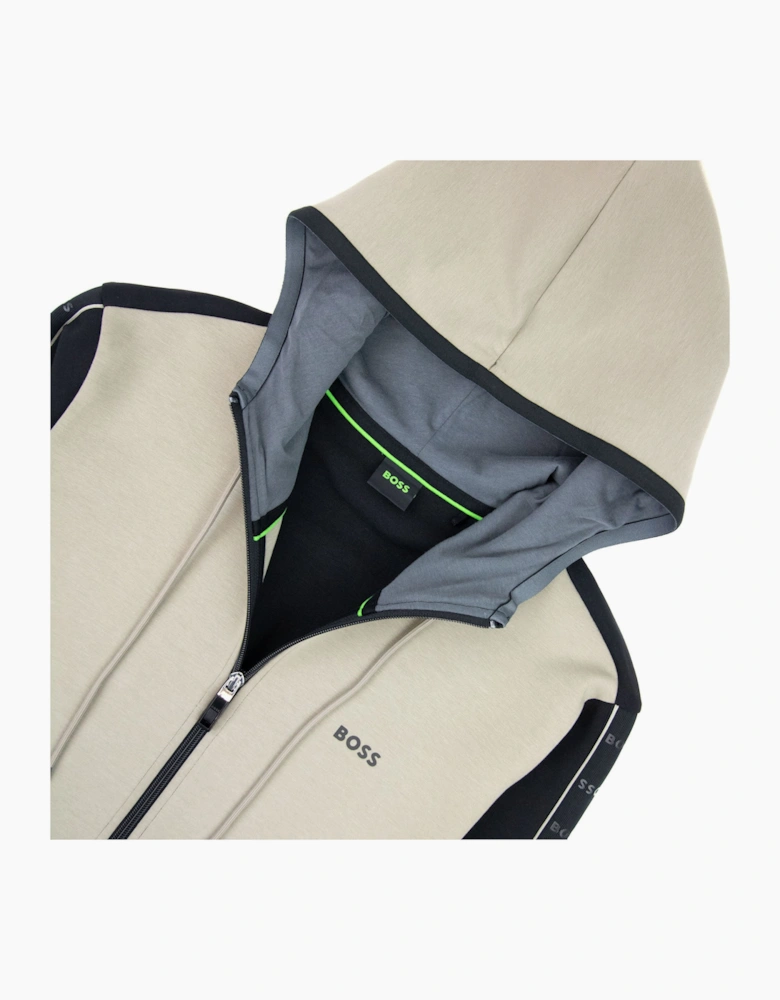 Hugo Boss Saggy 1 Arm Stripe Logo Zip Up Hoodie Black 001