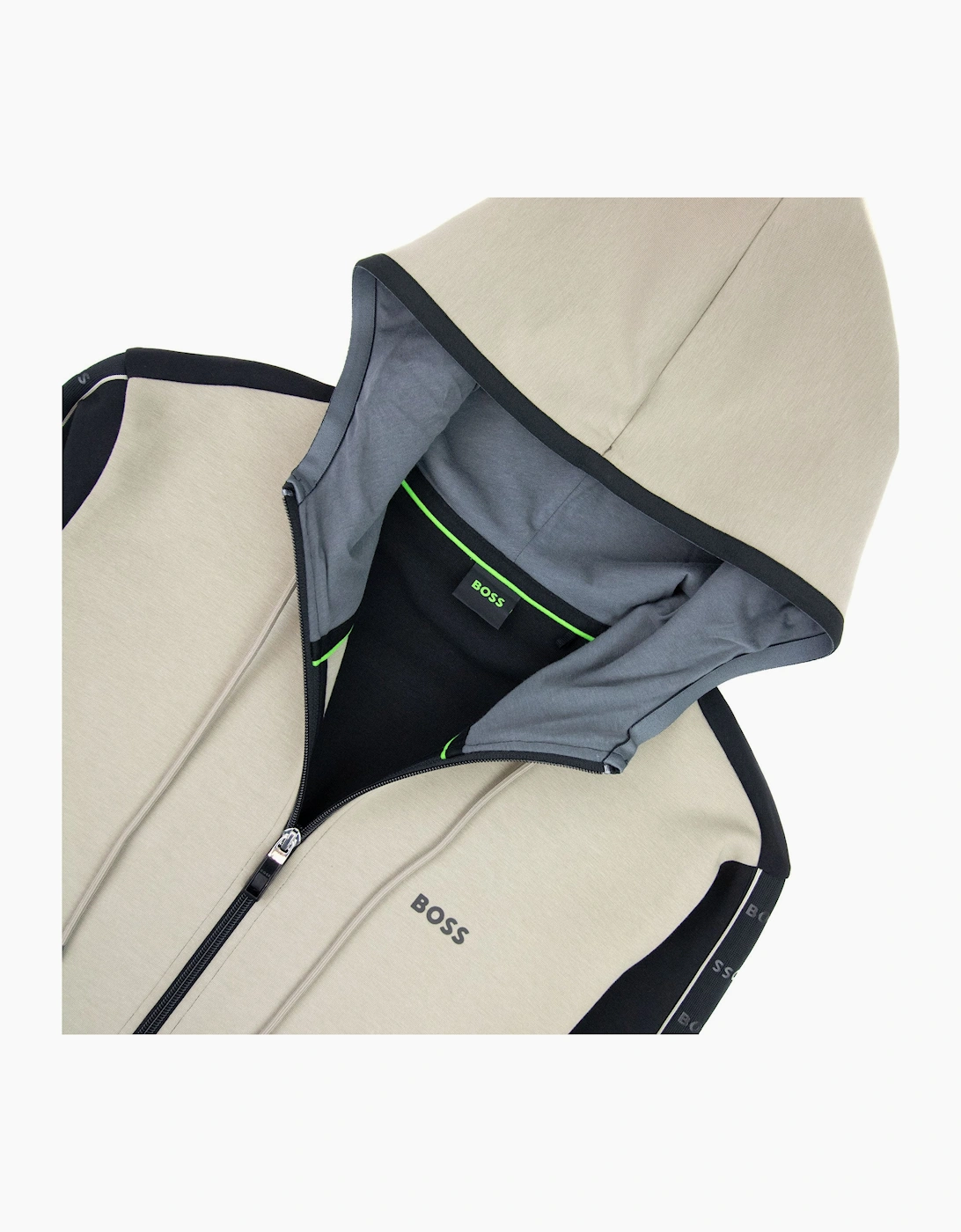 Hugo Boss Saggy 1 Arm Stripe Logo Zip Up Hoodie Black 001