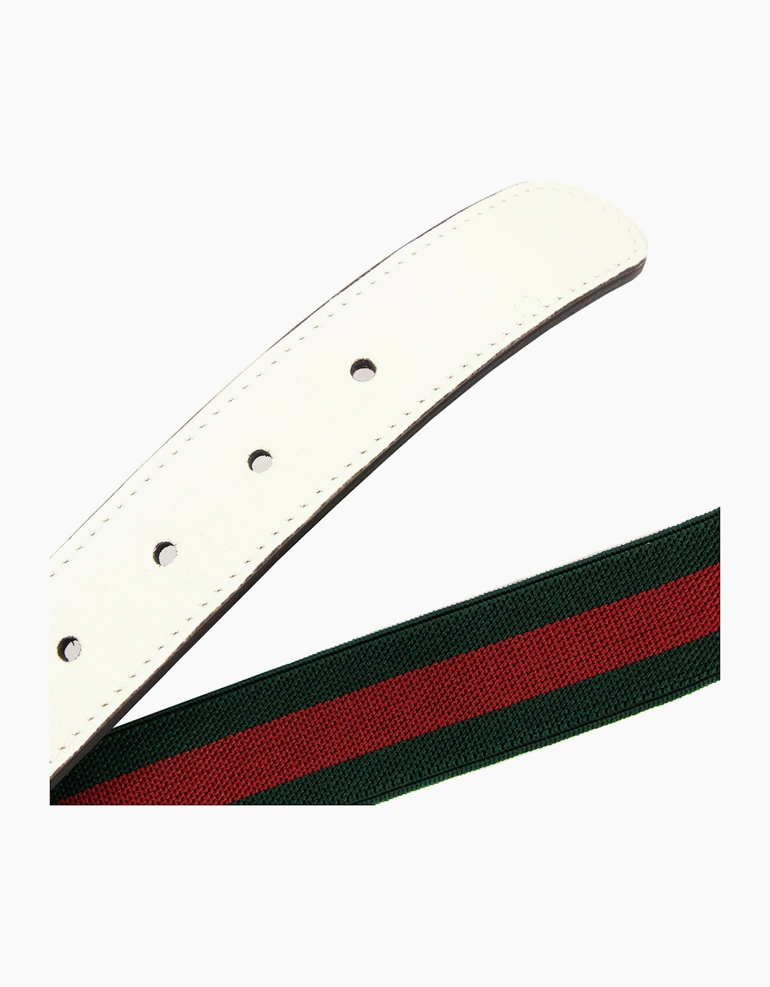 Gucci Junior Gg Silver Buckle Leather Belt Green/red