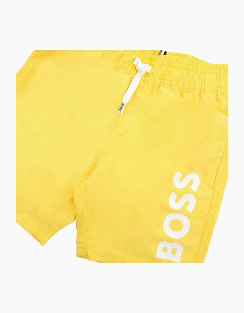 Hugo Boss Kids Infant Logo Swim Shorts Yellow 528
