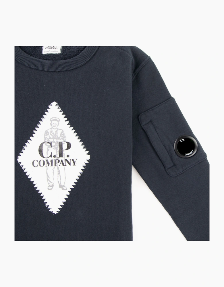 C.P. Company Undersixteen Diamond Logo Lens Sweatshirt Navy 888