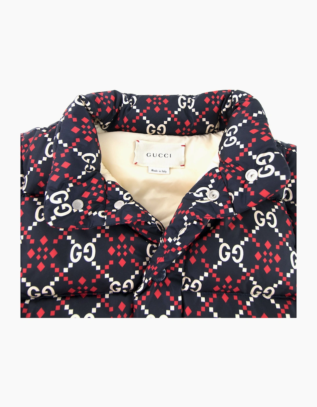 Gucci Junior GG Logo Puffer Coat Navy