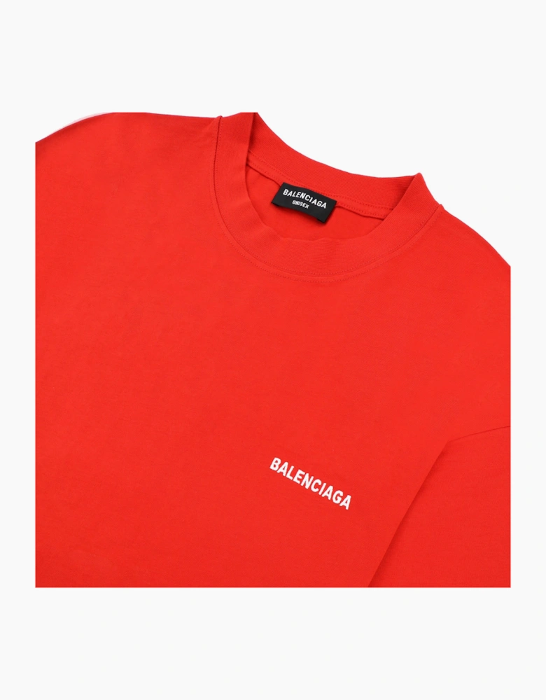 Balenciaga Logo Crewneck T Shirt Red/white