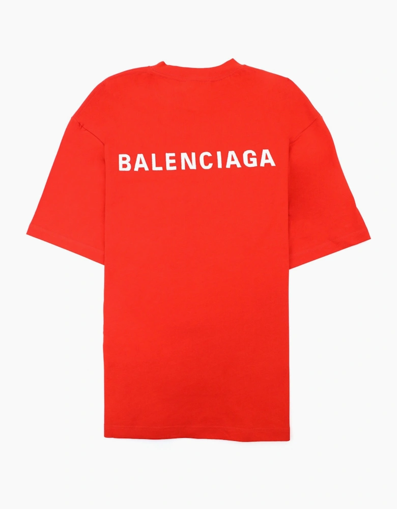 Balenciaga Logo Crewneck T Shirt Red/white