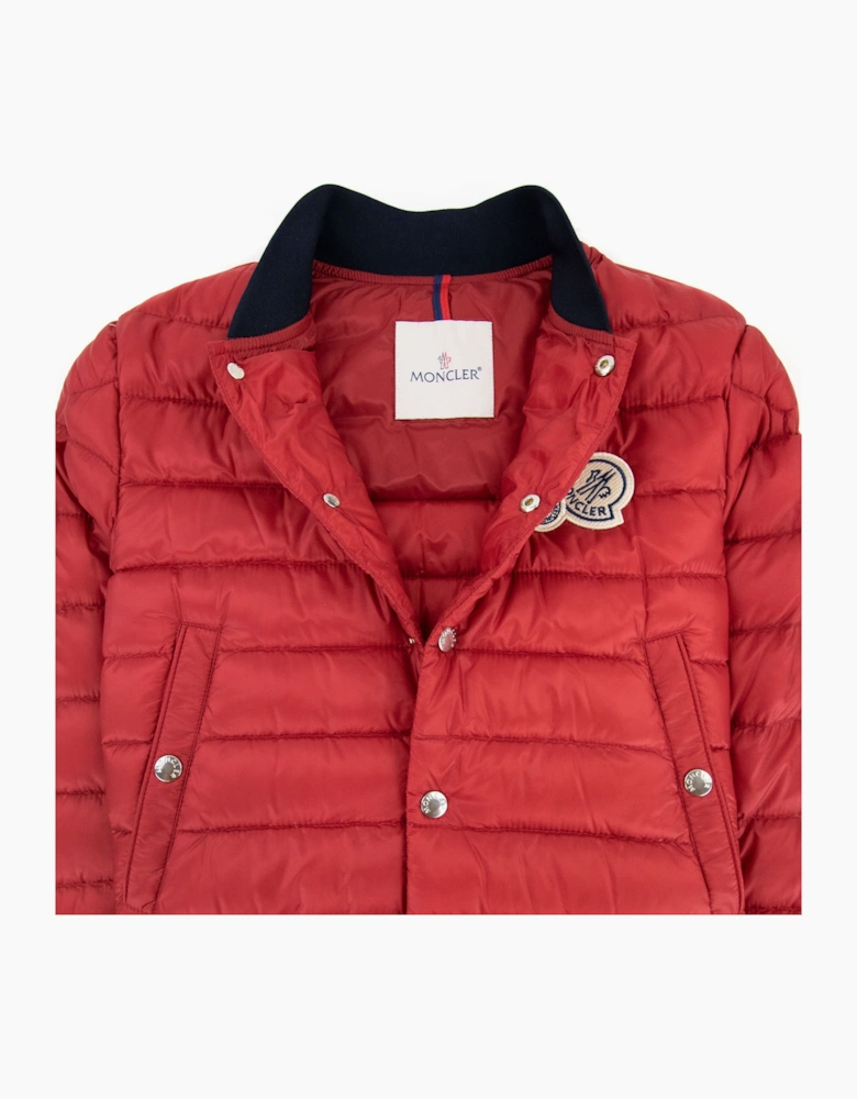 Moncler Junior Corbiac Embossed Logo Bomber Jacket Red