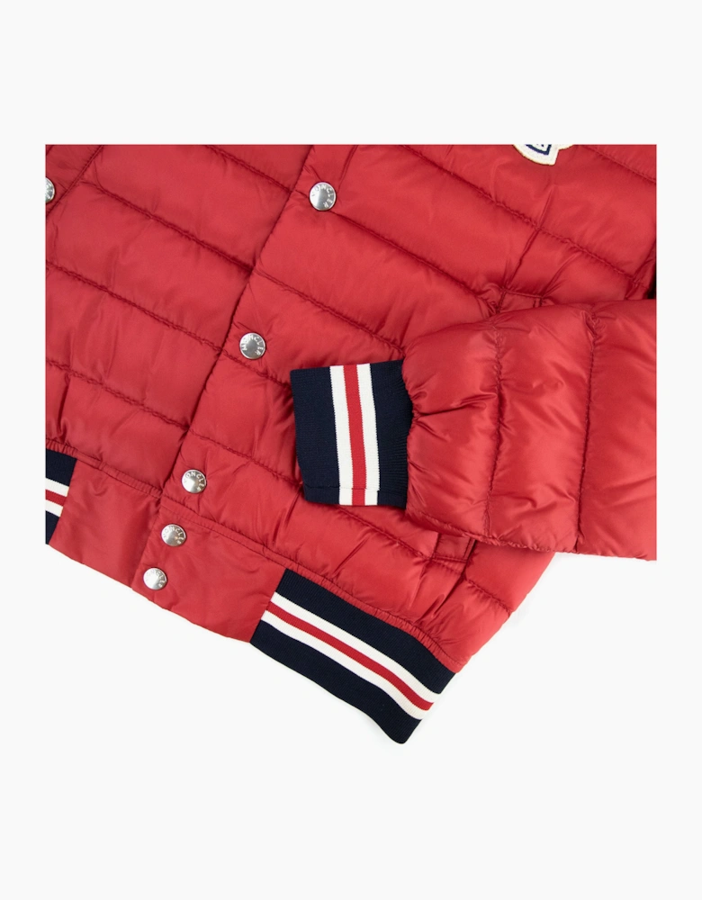 Moncler Junior Corbiac Embossed Logo Bomber Jacket Red
