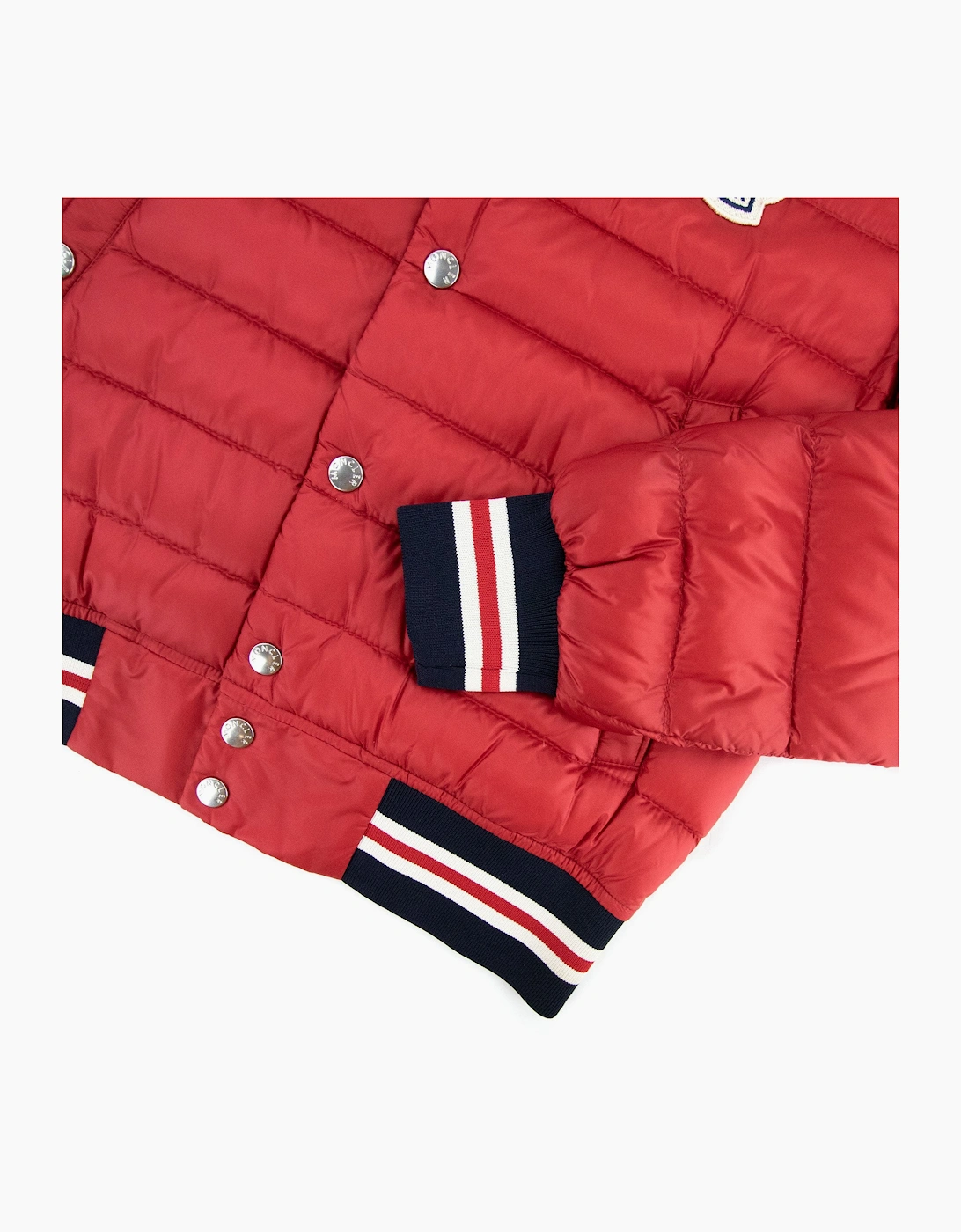 Moncler Junior Corbiac Embossed Logo Bomber Jacket Red
