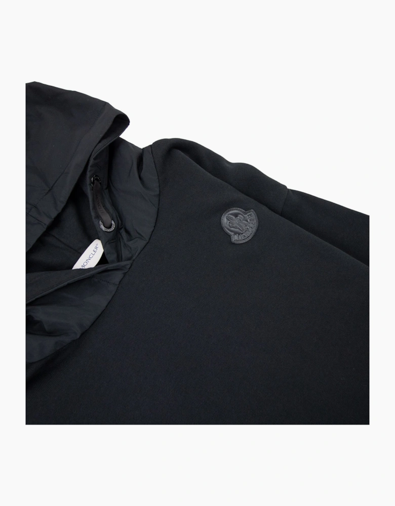 Moncler Junior Front Zip Logo Hoodied Sweatshirt Black 999