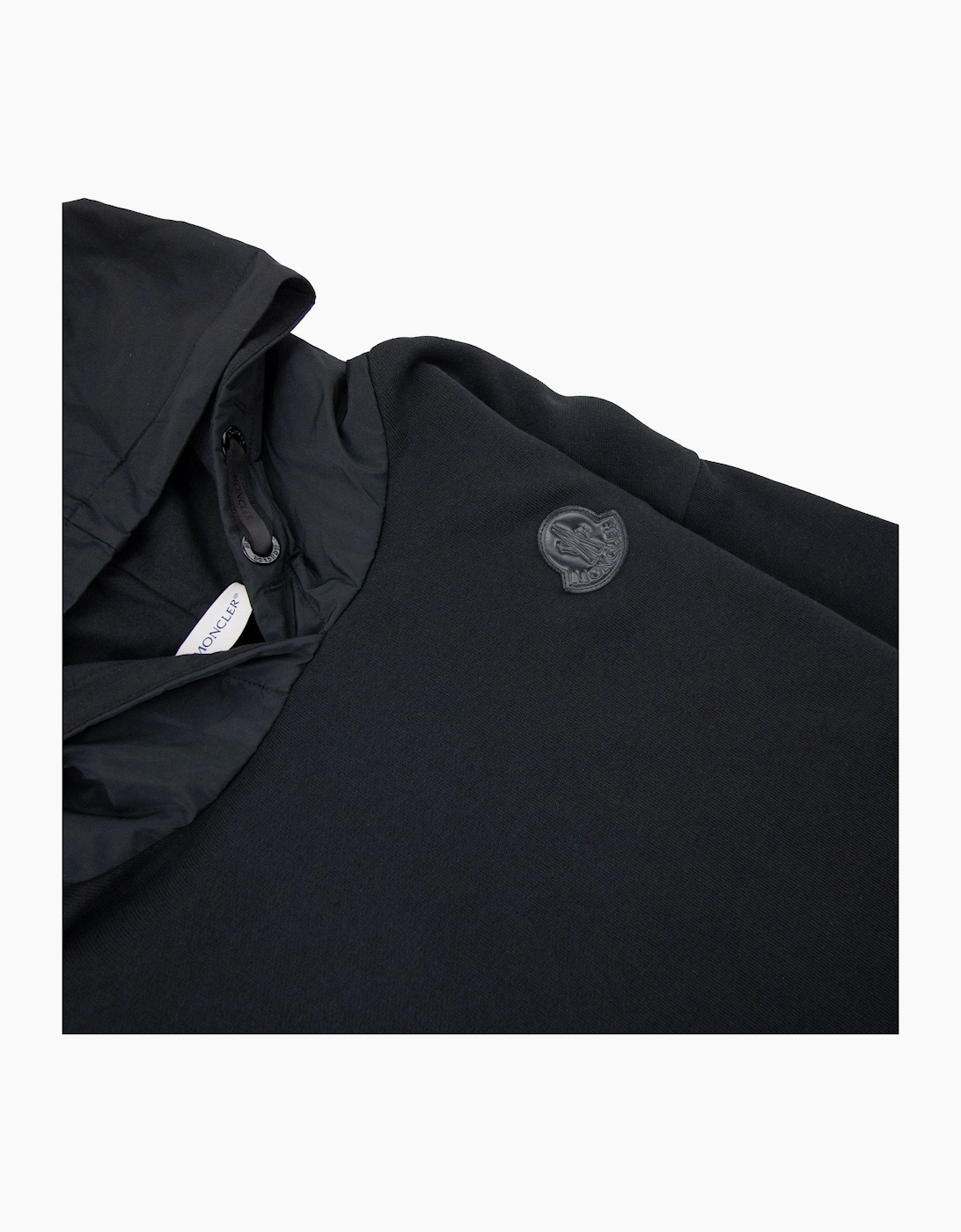 Moncler Junior Front Zip Logo Hoodied Sweatshirt Black 999