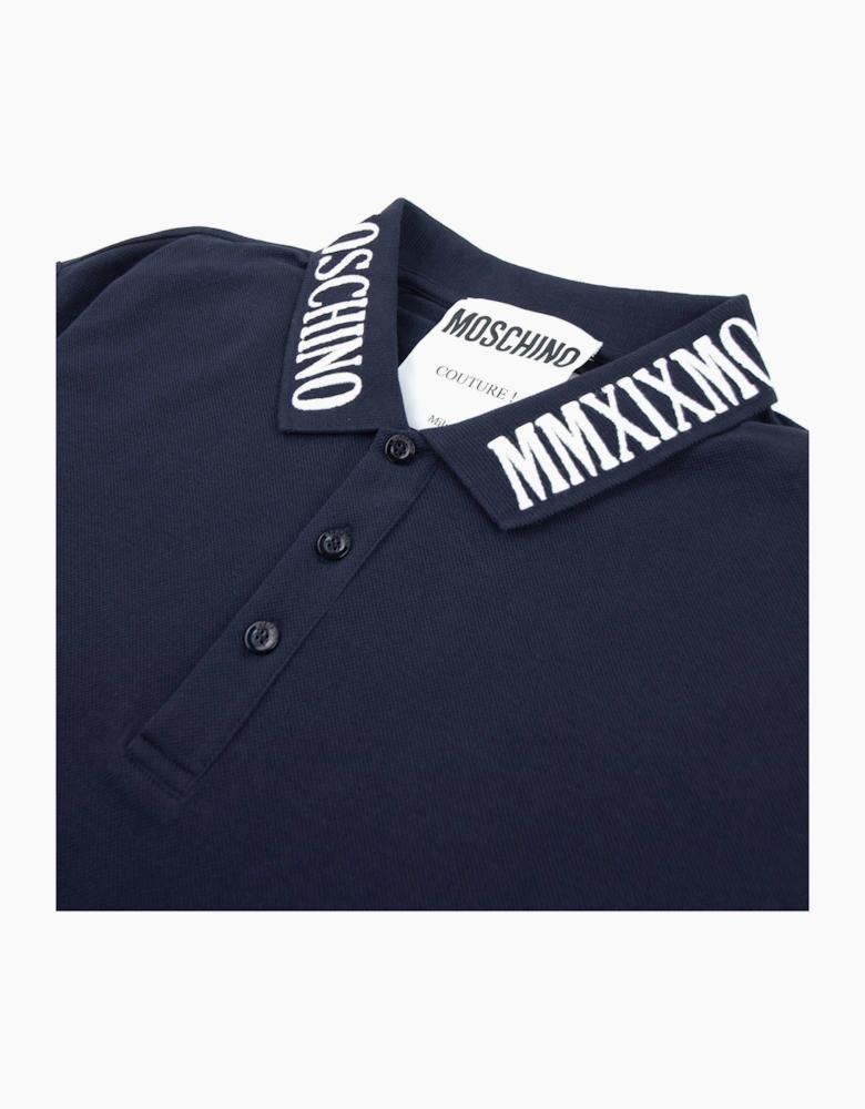 Moschino Couture Mmxix Embroidered Collar Polo Navy