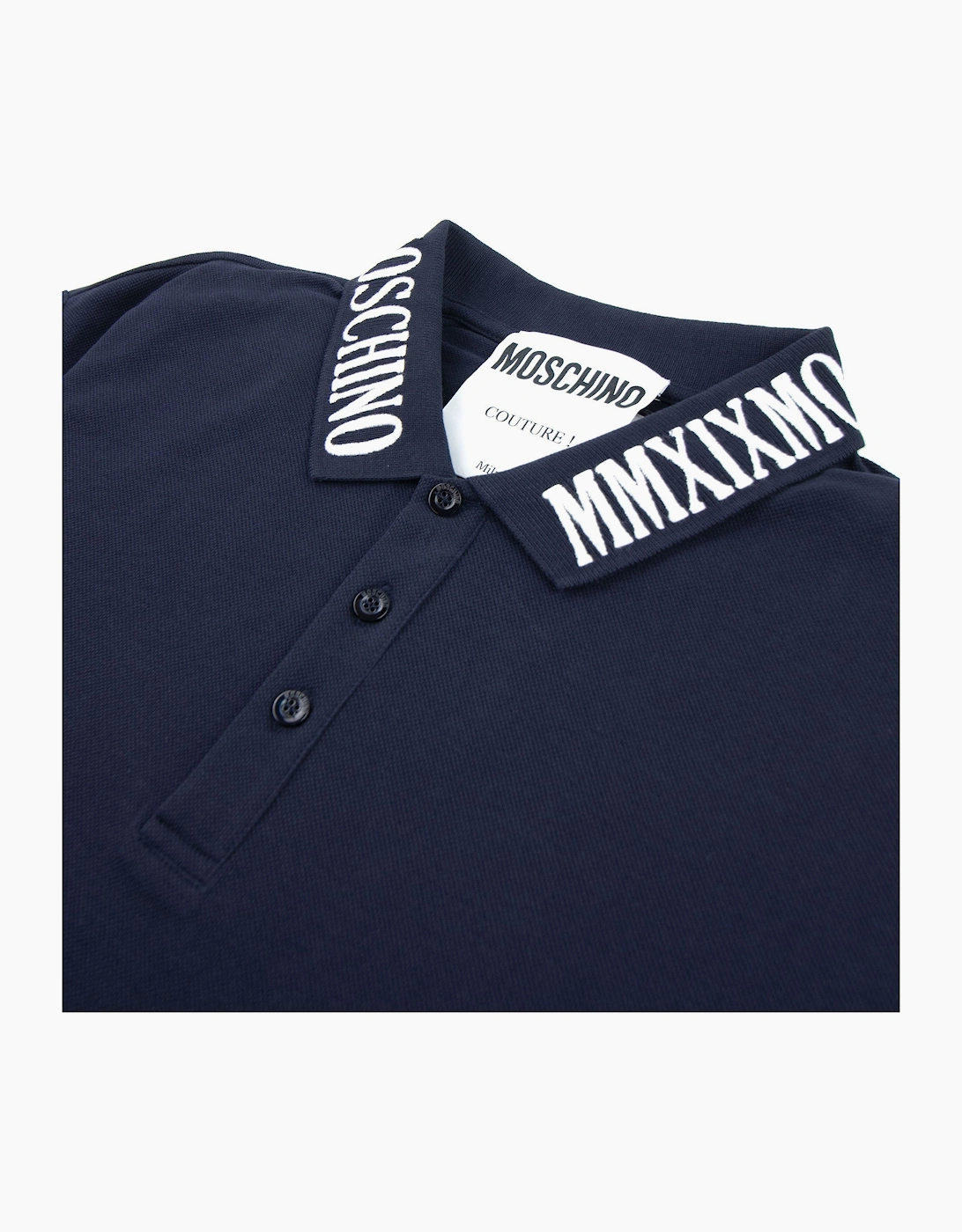 Moschino Couture Mmxix Embroidered Collar Polo Navy