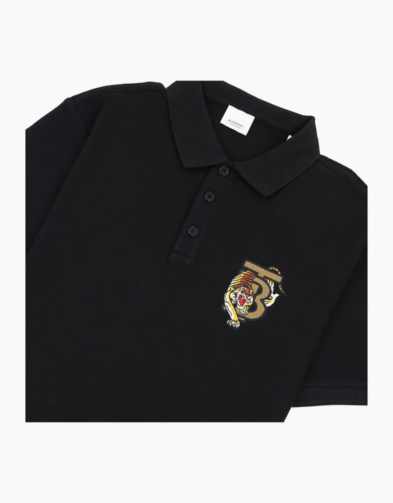 Burberry Cotton Tb Tiger Polo Shirt Black