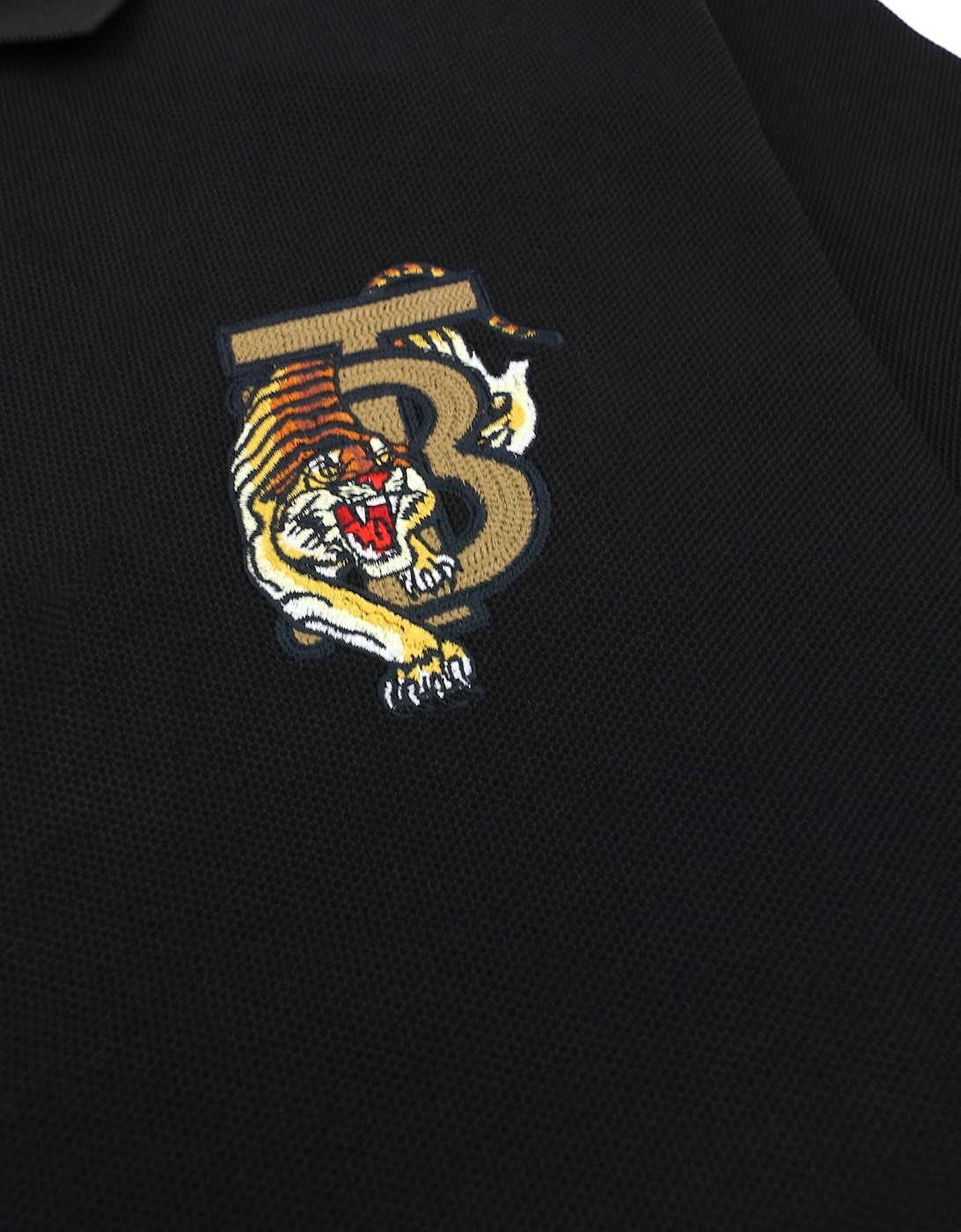 Burberry Cotton Tb Tiger Polo Shirt Black