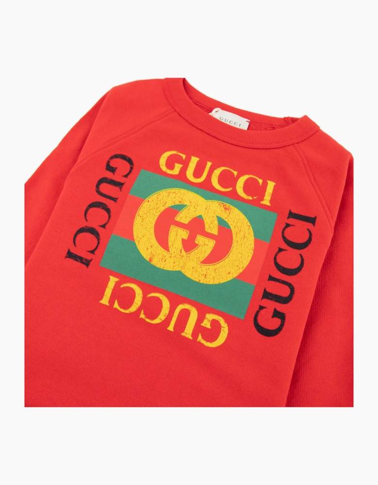 Gucci Junior Gucci Logo Sweatshirt Red 6148