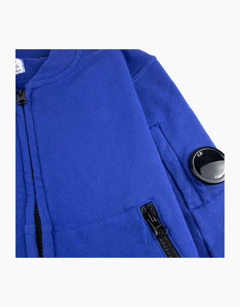 Cp Company Undersixteen Light Fleece Zip Up Bomber Sweatshirt Elec Blue