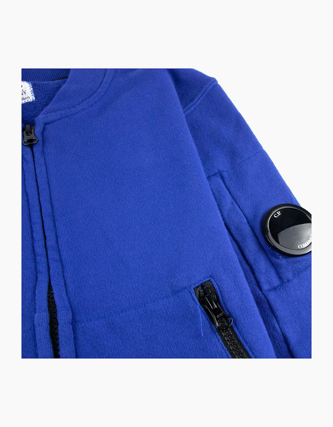 Cp Company Undersixteen Light Fleece Zip Up Bomber Sweatshirt Elec Blue