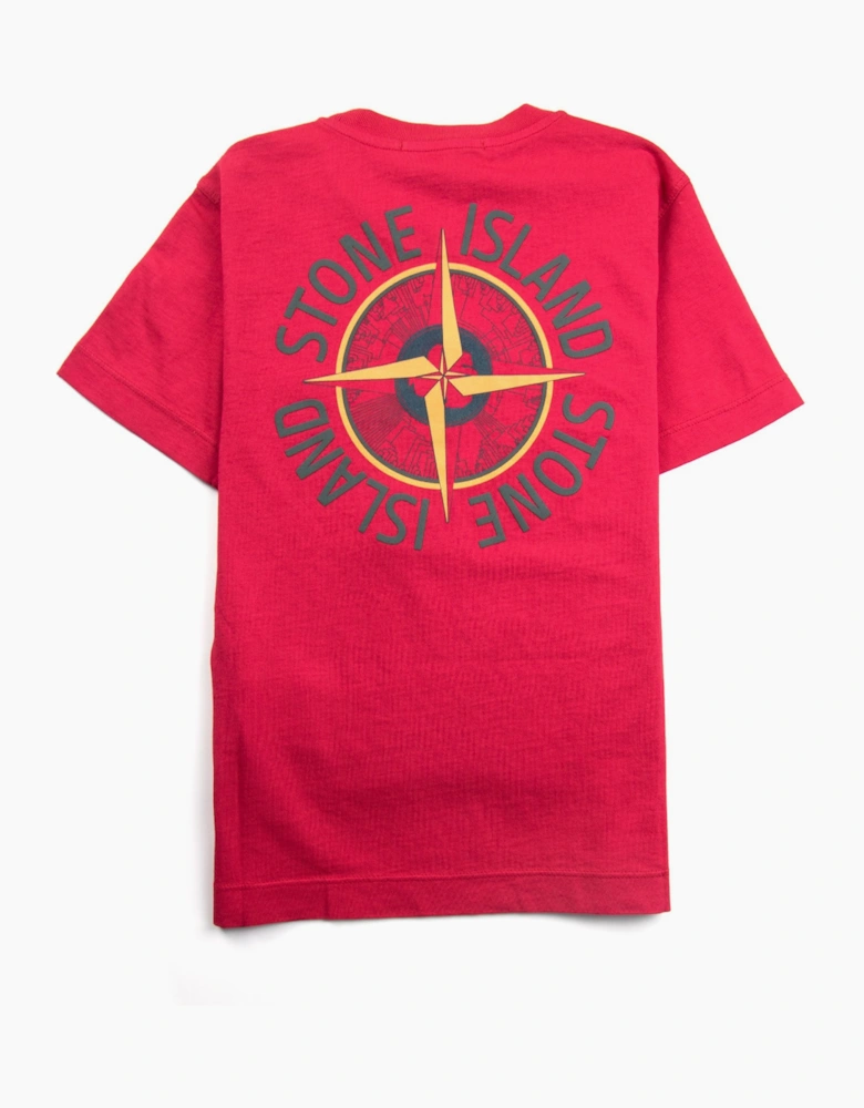 Stone Island Junior Back Digital Compass Logo T-Shirt Red