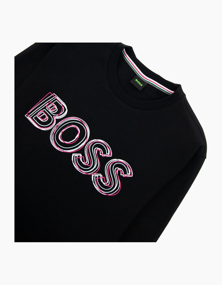 Hugo Boss Salbo 1 Embroidered Layered Logo Sweatshirt Black 001