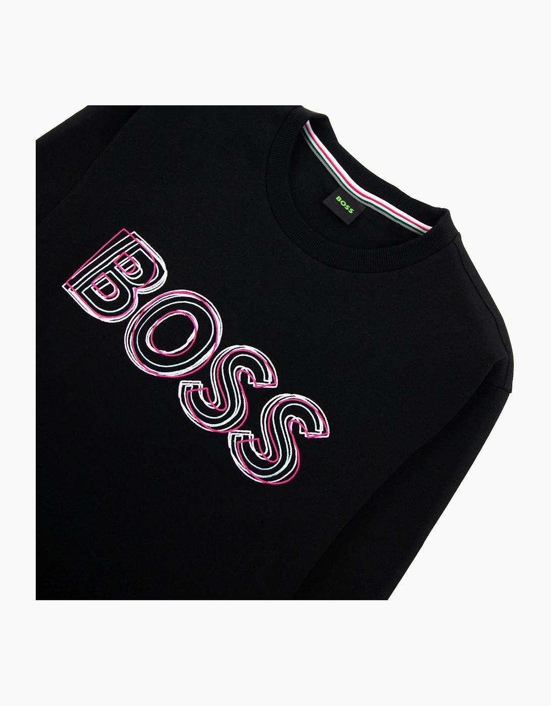 Hugo Boss Salbo 1 Embroidered Layered Logo Sweatshirt Black 001