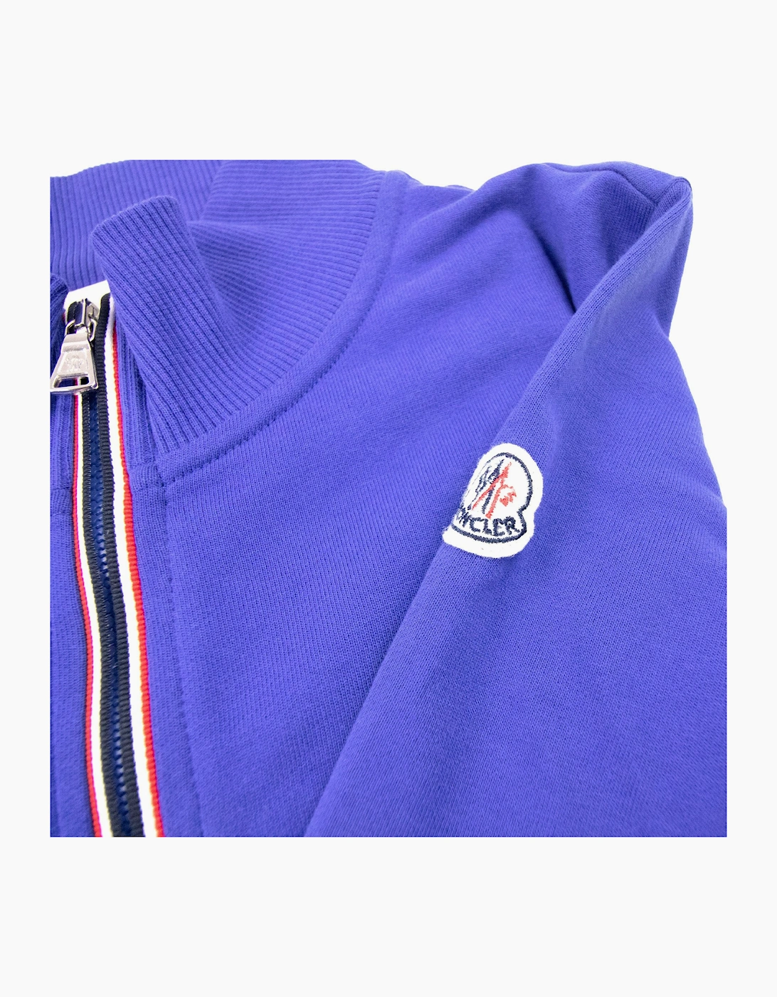 Moncler Junior Funnel Neck Zip Up Sweatshirt Blue