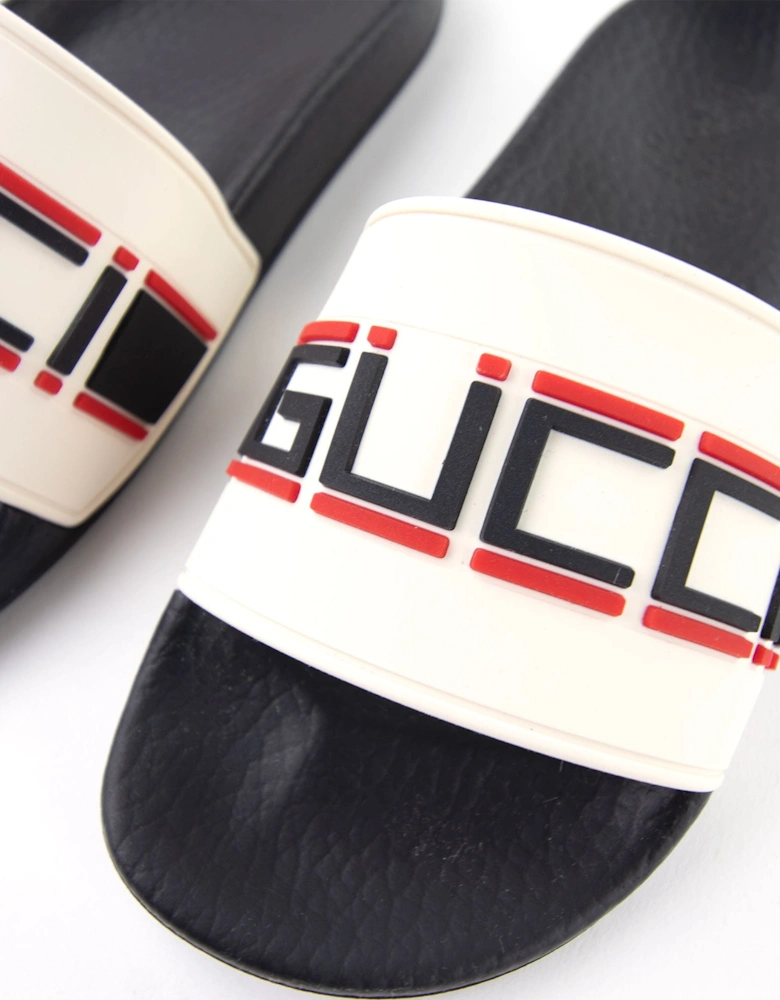 Gucci Junior Stripe Logo Rubber Slide Cream
