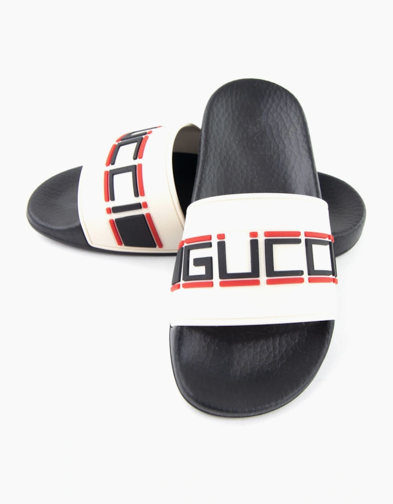 Gucci Junior Stripe Logo Rubber Slide Cream