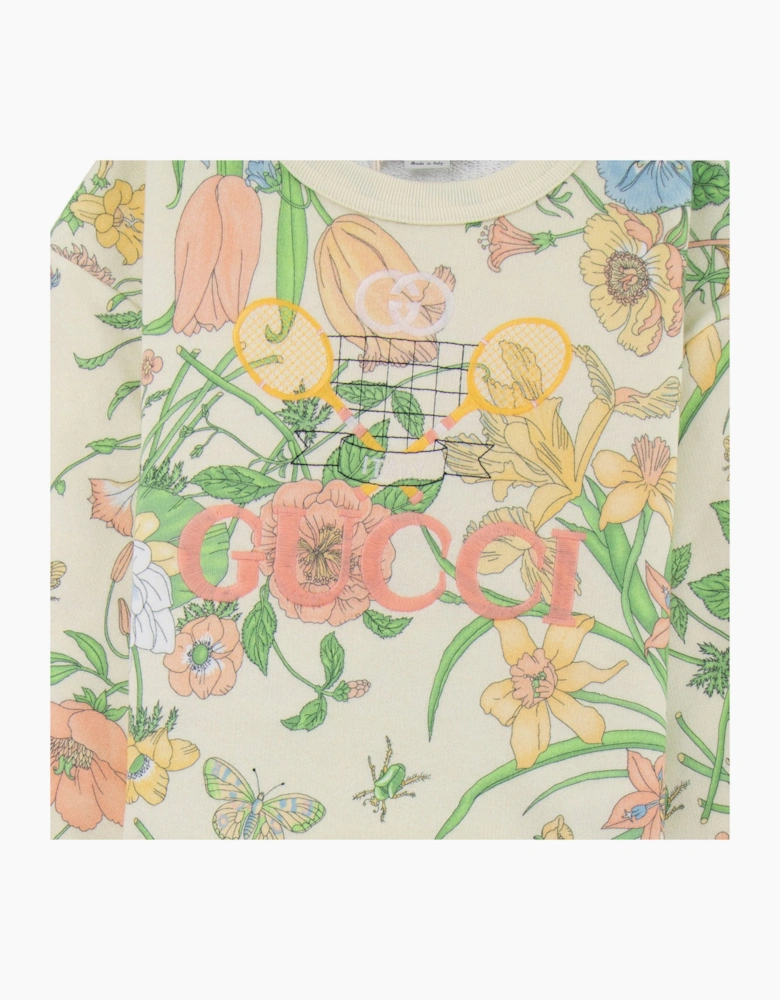 Gucci Junior Gucci Tennis Flower Sweatshirt Cream