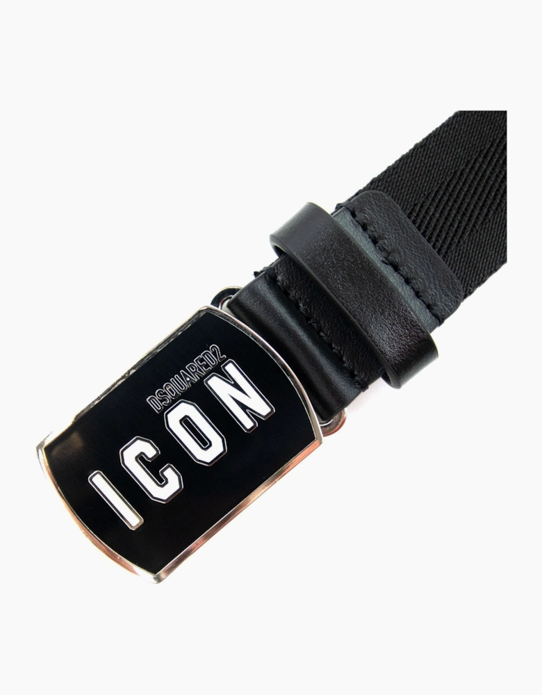 Dsquared2 Be Icon Plaque Belt Black