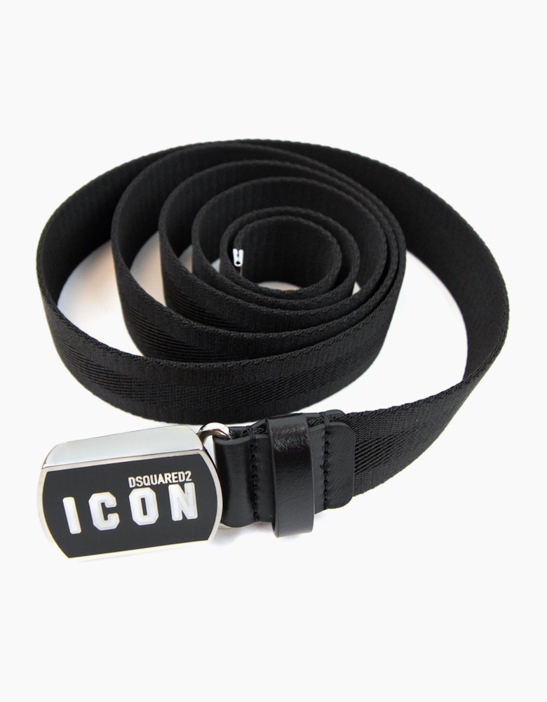 Dsquared2 Be Icon Plaque Belt Black
