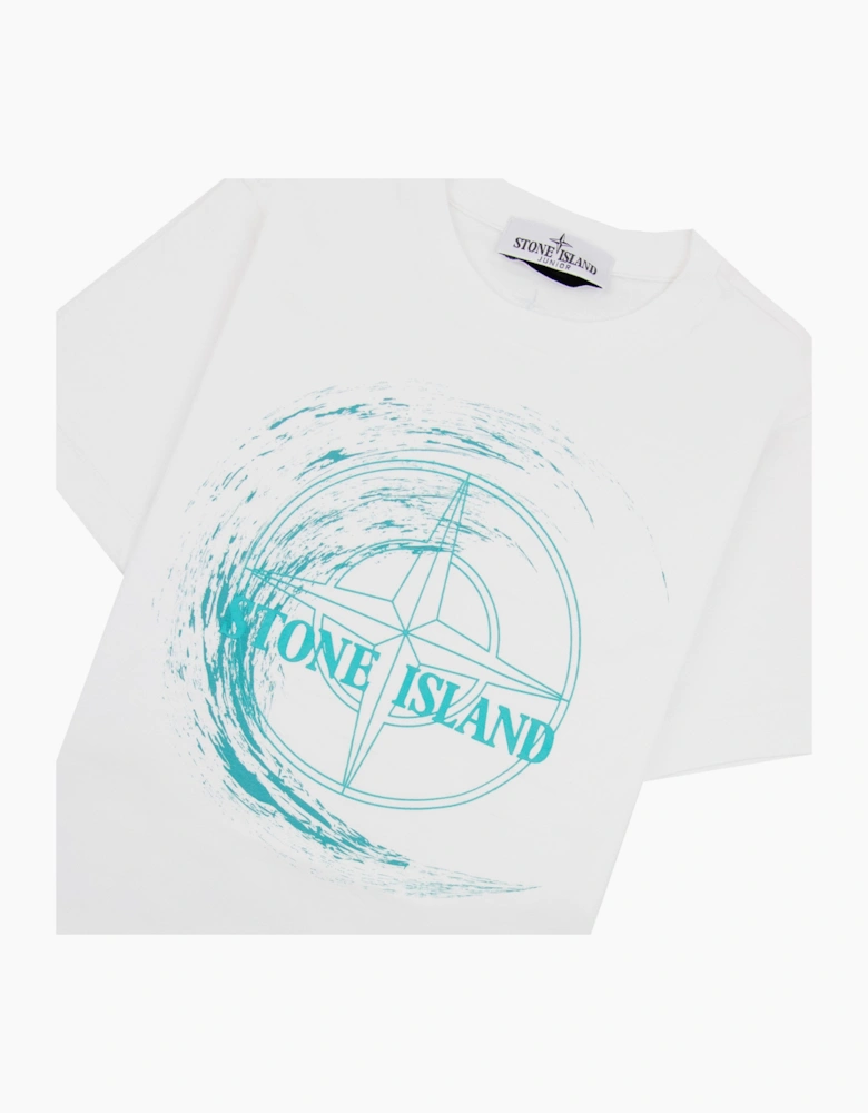 Stone Island Junior 21072 30/1 Surf Two Print T Shirt White V0001