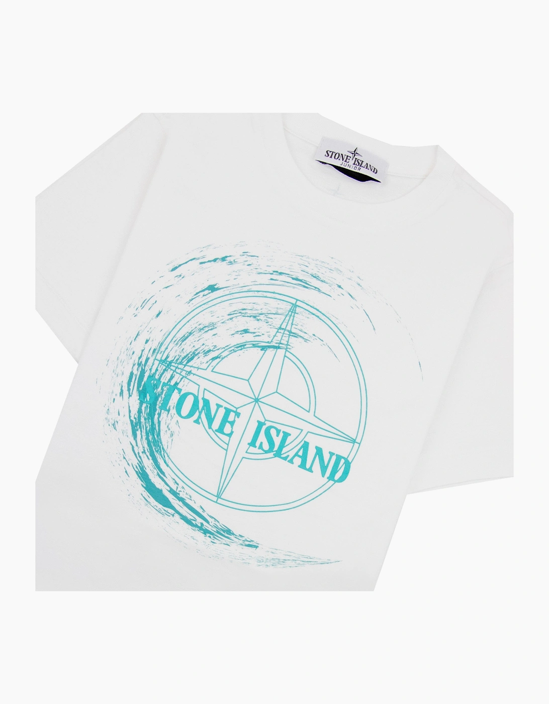 Stone Island Junior 21072 30/1 Surf Two Print T Shirt White V0001