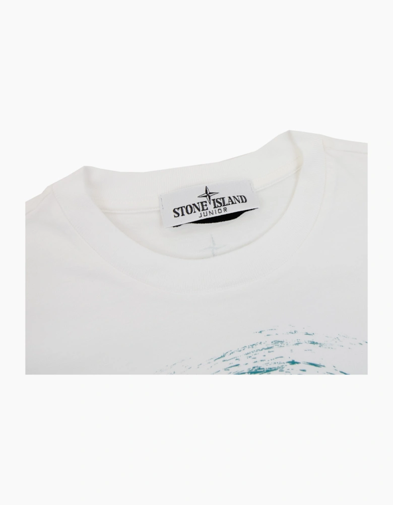 Stone Island Junior 21072 30/1 Surf Two Print T Shirt White V0001