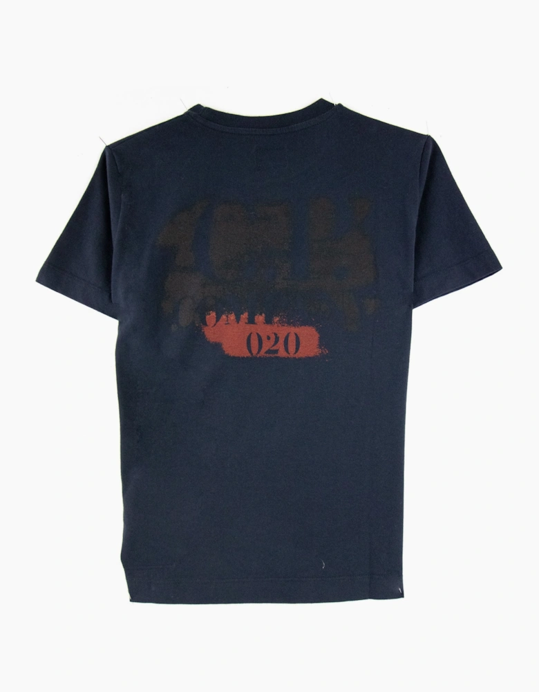 C.P. Company Undersixteen Spray Logo T Shirt Navy 888