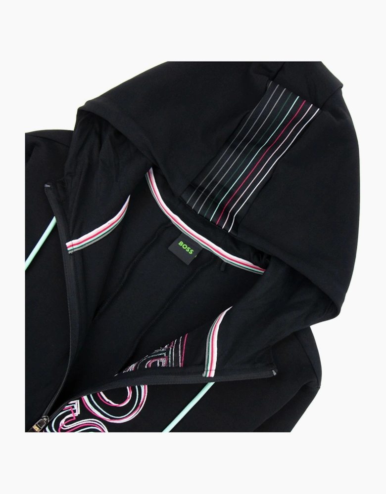 Hugo Boss Saggy 1 Multi Logo Zip Up Hoody Black 001