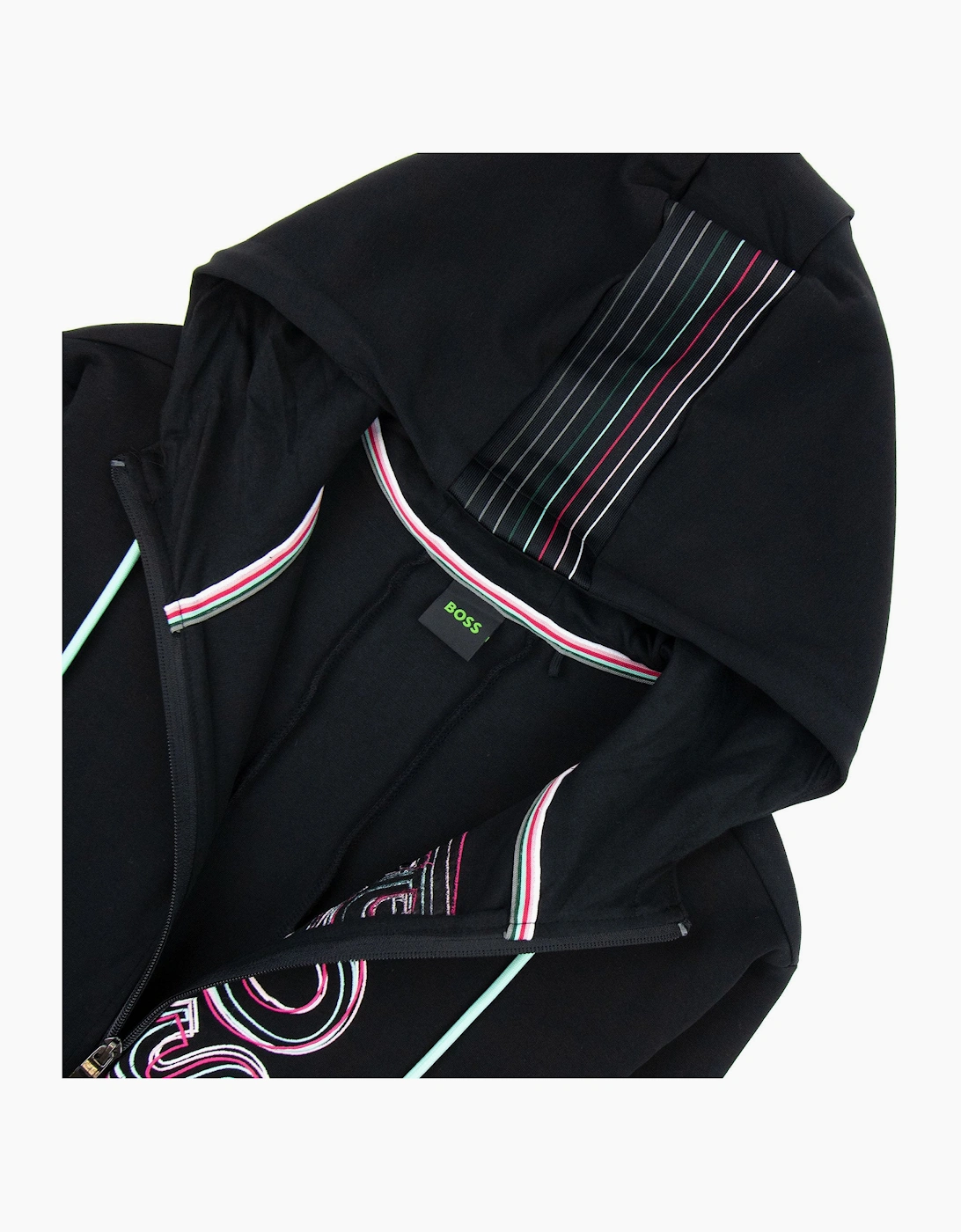 Hugo Boss Saggy 1 Multi Logo Zip Up Hoody Black 001