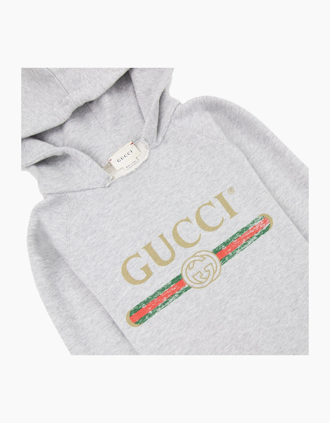 Gucci Junior Logo Print Hooded Sweatshirt Grey 1676
