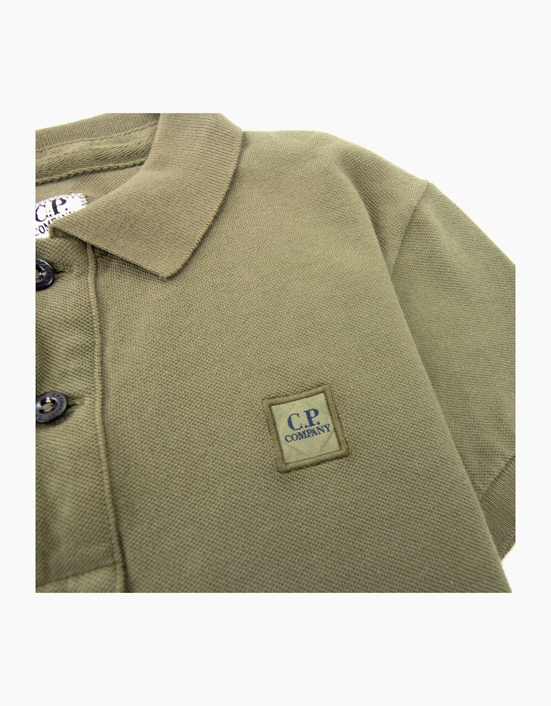 Cp Company Undersixteen Logo S/s Polo Shirt Khaki 659