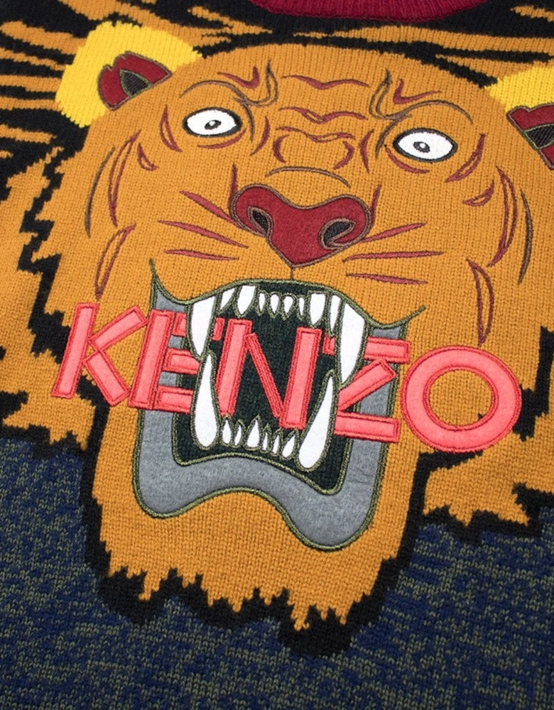 Kenzo All Over Knitted Tiger Jumper Orange