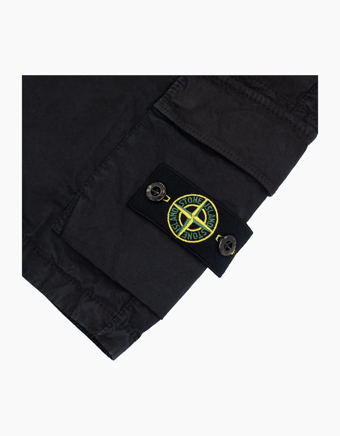 Stone Island Junior L0210 Old Effect Cargo Shorts Black V0129