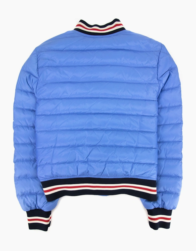 Moncler Junior Corbiac Embossed Logo Bomber Jacket Light Blue
