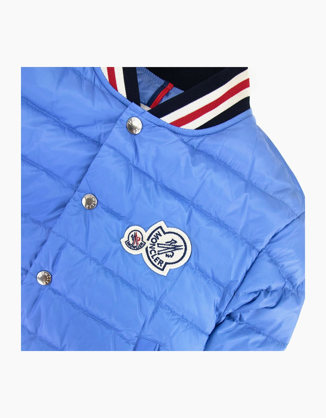 Moncler Junior Corbiac Embossed Logo Bomber Jacket Light Blue