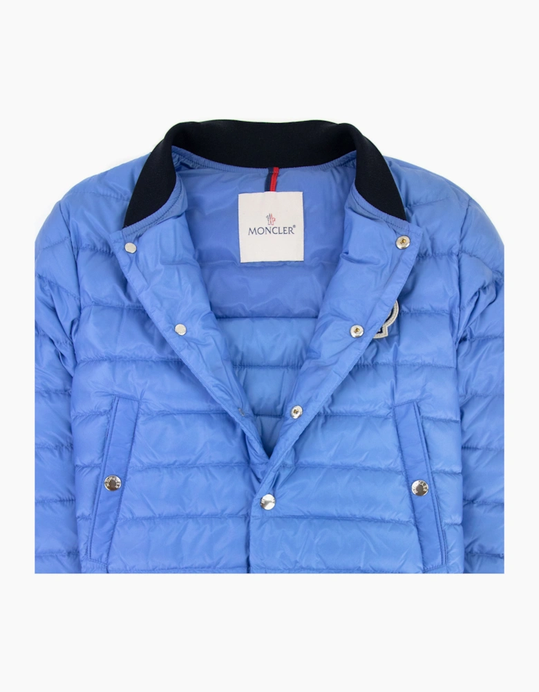 Moncler Junior Corbiac Embossed Logo Bomber Jacket Light Blue