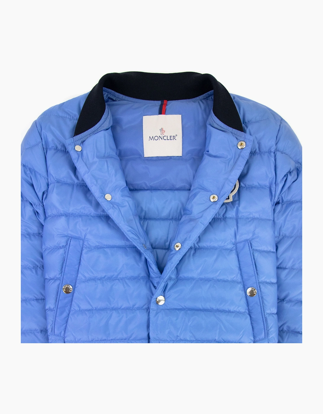 Moncler Junior Corbiac Embossed Logo Bomber Jacket Light Blue