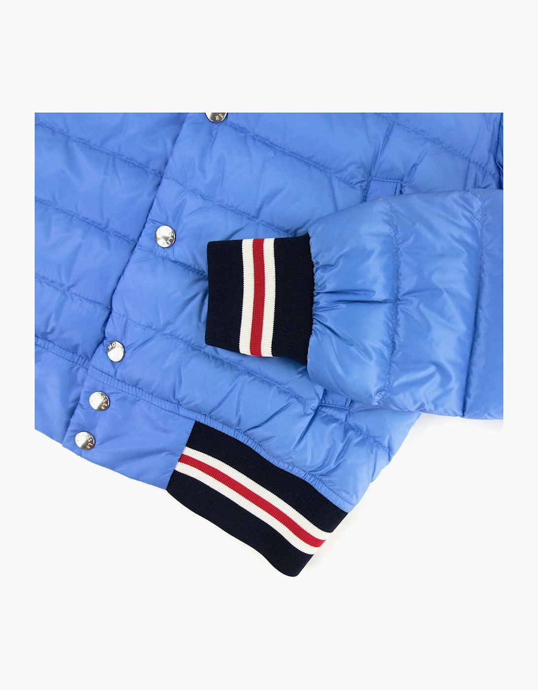 Moncler Junior Corbiac Embossed Logo Bomber Jacket Light Blue