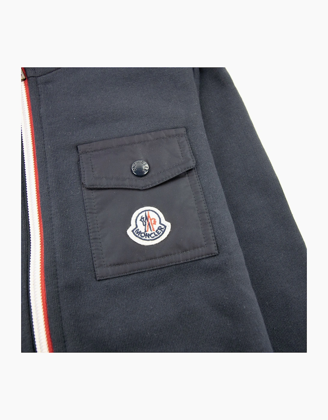 Moncler Junior Maglia Logo Zip Up Sweatshirt Navy 742