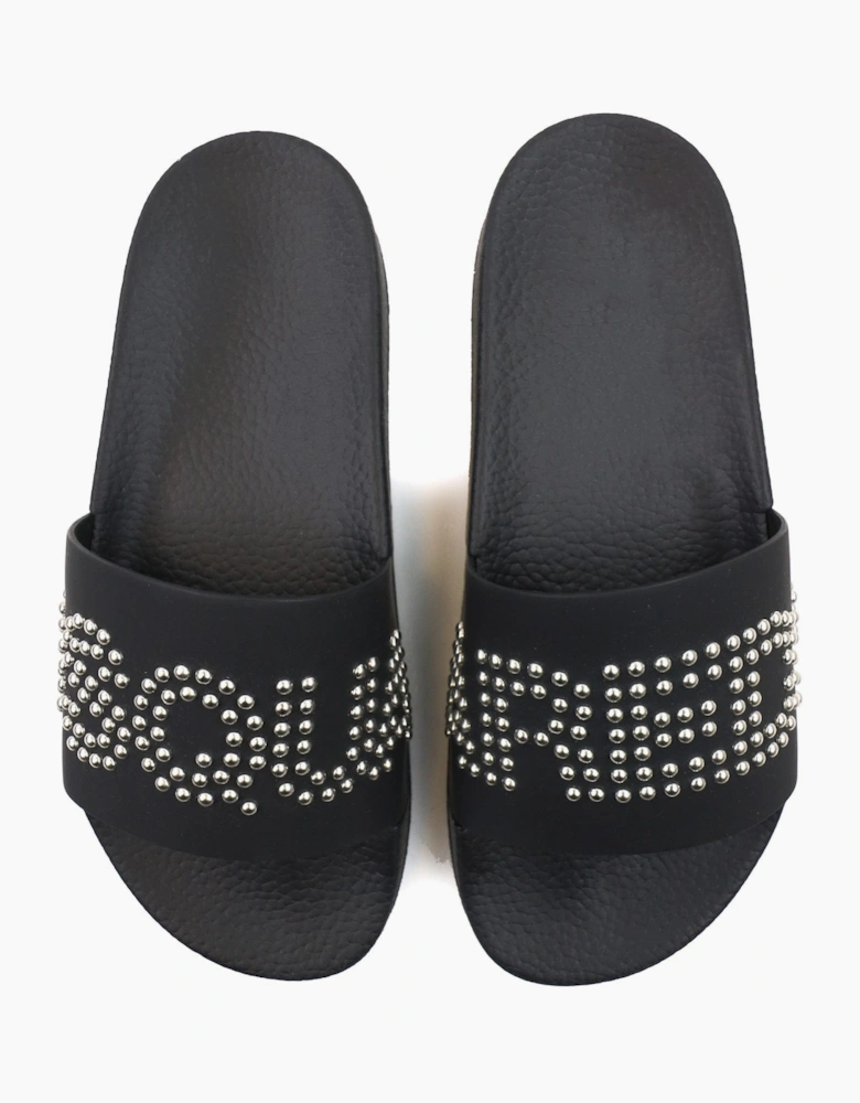 Dsquared2 Dsq2 Stud Logo Leather Sliders Black